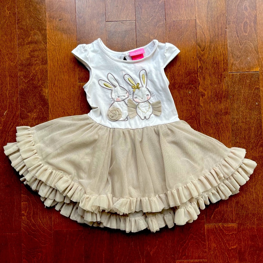 18 mos Isaac Mizrahi bunny tutu dress white/Taupe